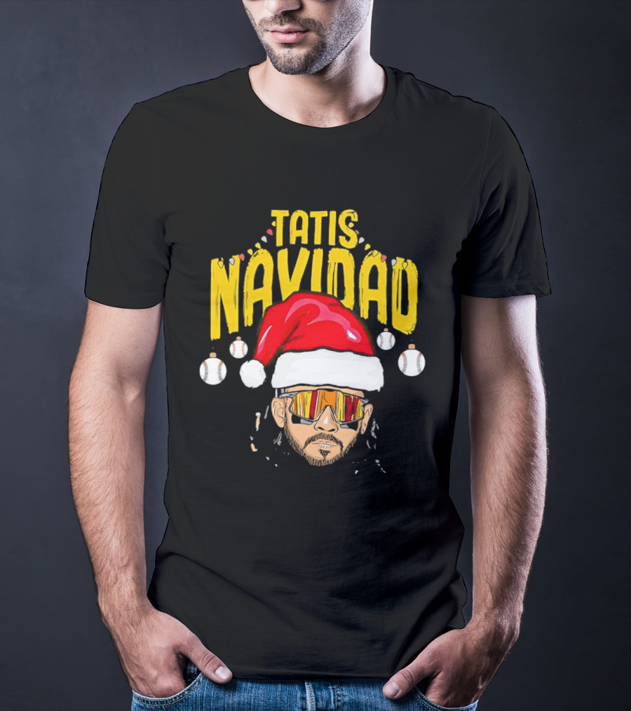 Tatis Navidad Santa Hat Baseball Sunglasses T-Shirt