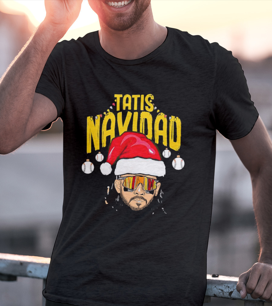 Tatis Navidad Santa Hat Baseball Sunglasses T-Shirt