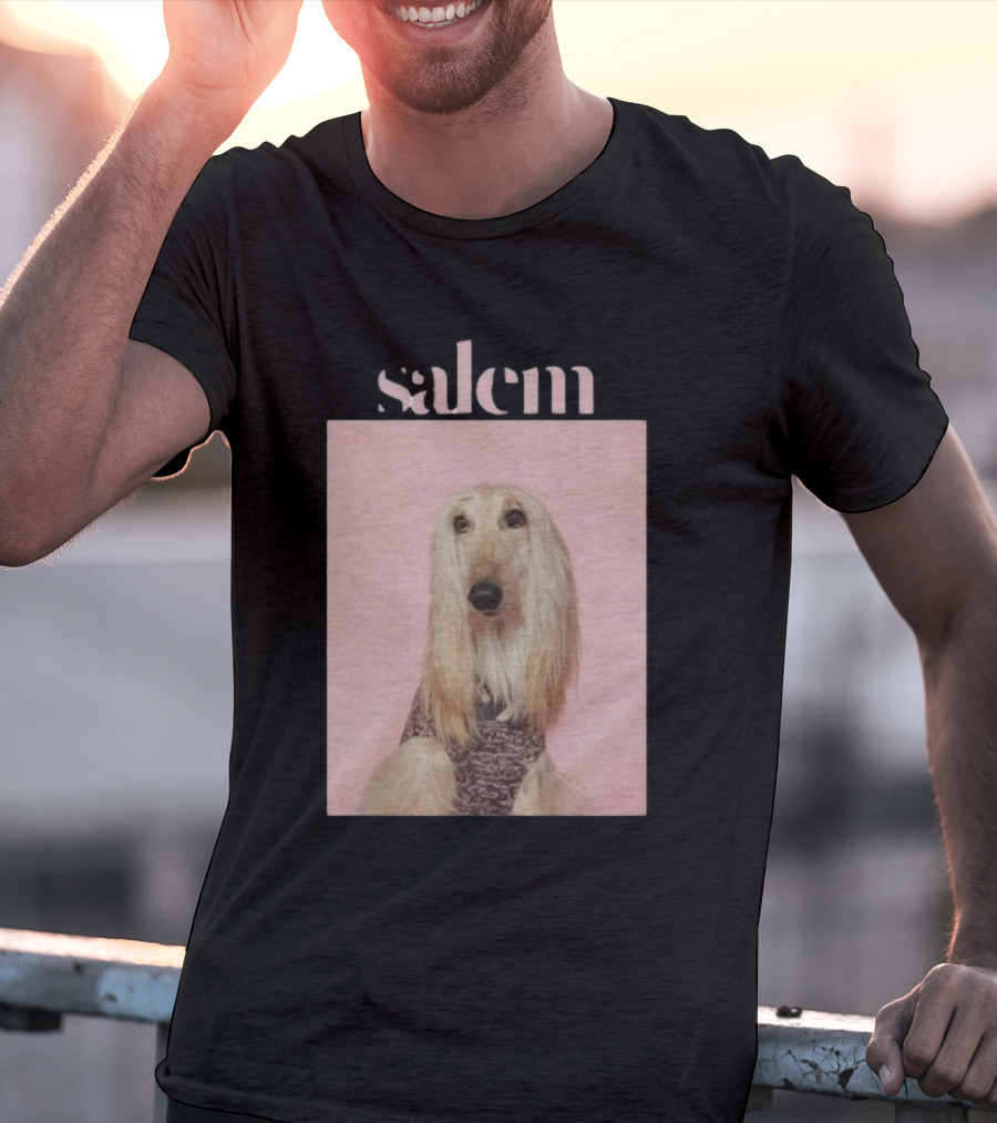 Salem Ilese Dog Afghan Hound Portrait On Pink Background T-Shirt