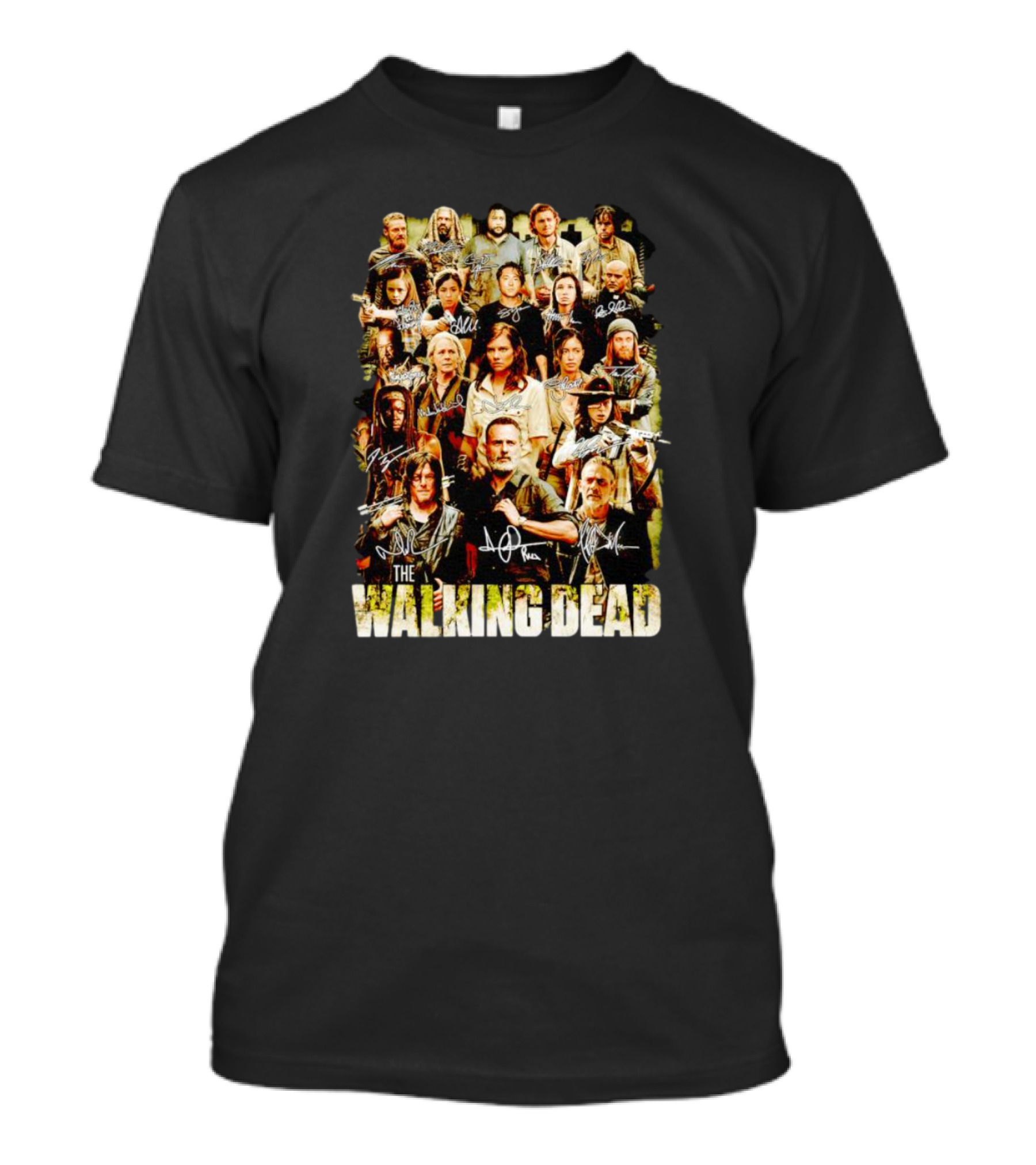 The Walking Dead Cast Image With Character Signatures T-Shirt