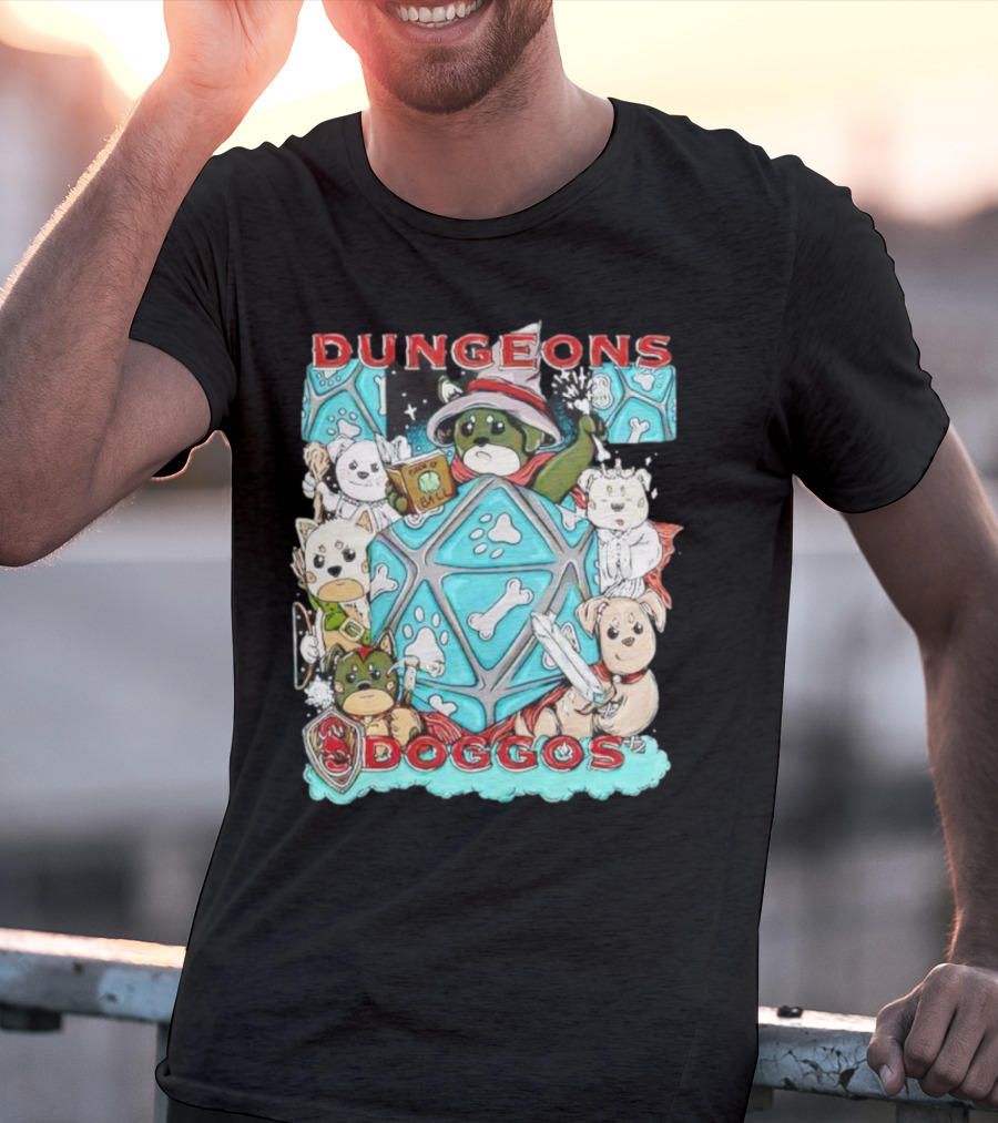 Dungeons Doggos Adventures With Magic Dice And Wizards T-Shirt