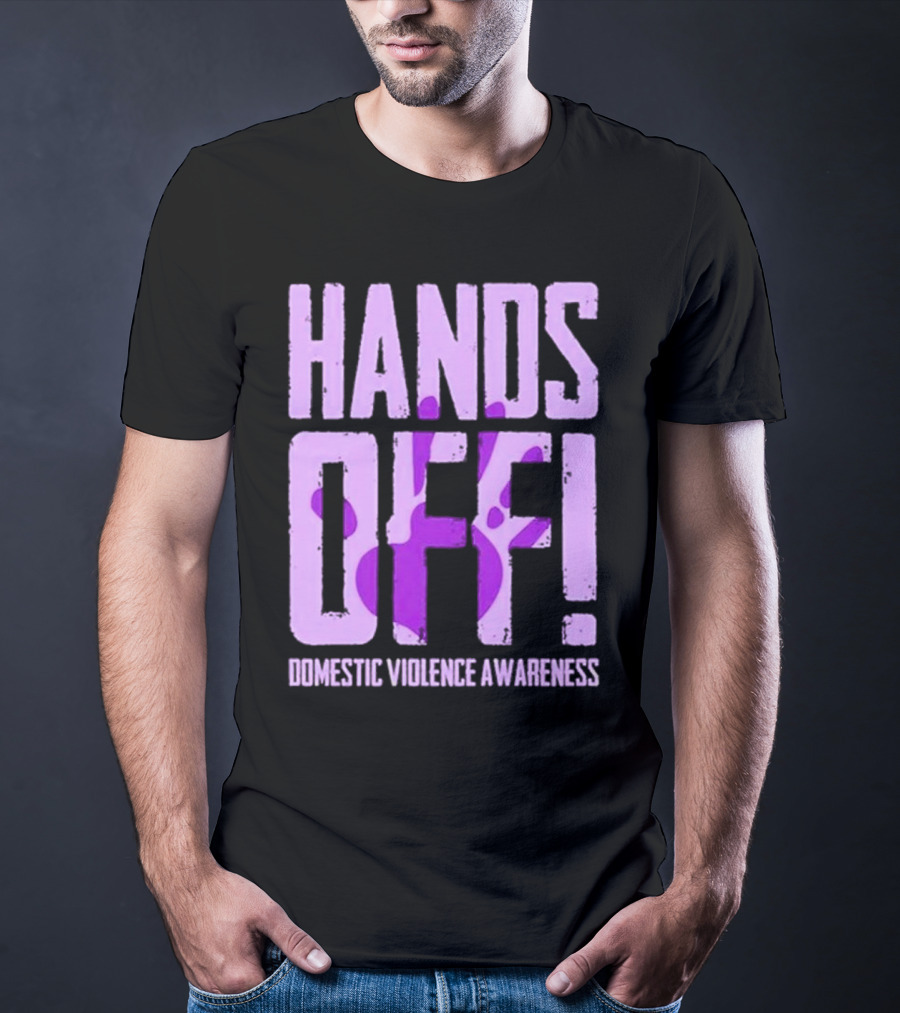 HANDS OFF DOMESTIC VIOLENCE AWARENESS PURPLE HANDPRINT T-Shirt