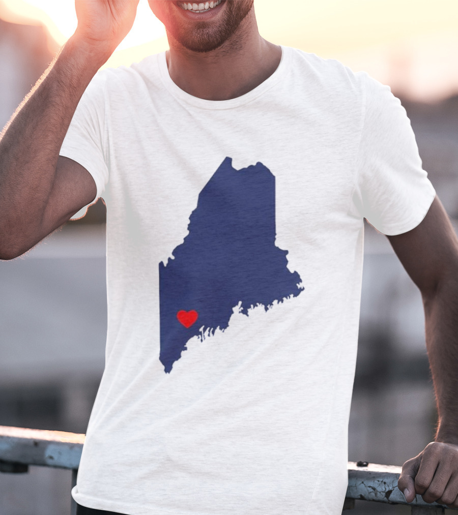Lewiston Strong Heart Map Maine T-Shirt