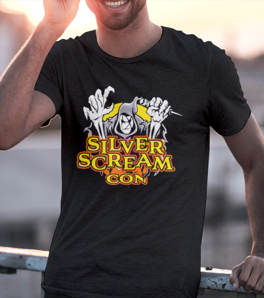 Silver Scream Con Grim Reaper With Needle And Hands T-Shirt