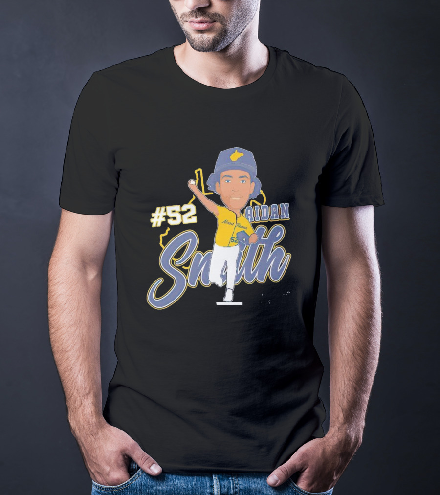 52 Aidan Smith Mountaineers Caricature Signature T-Shirt