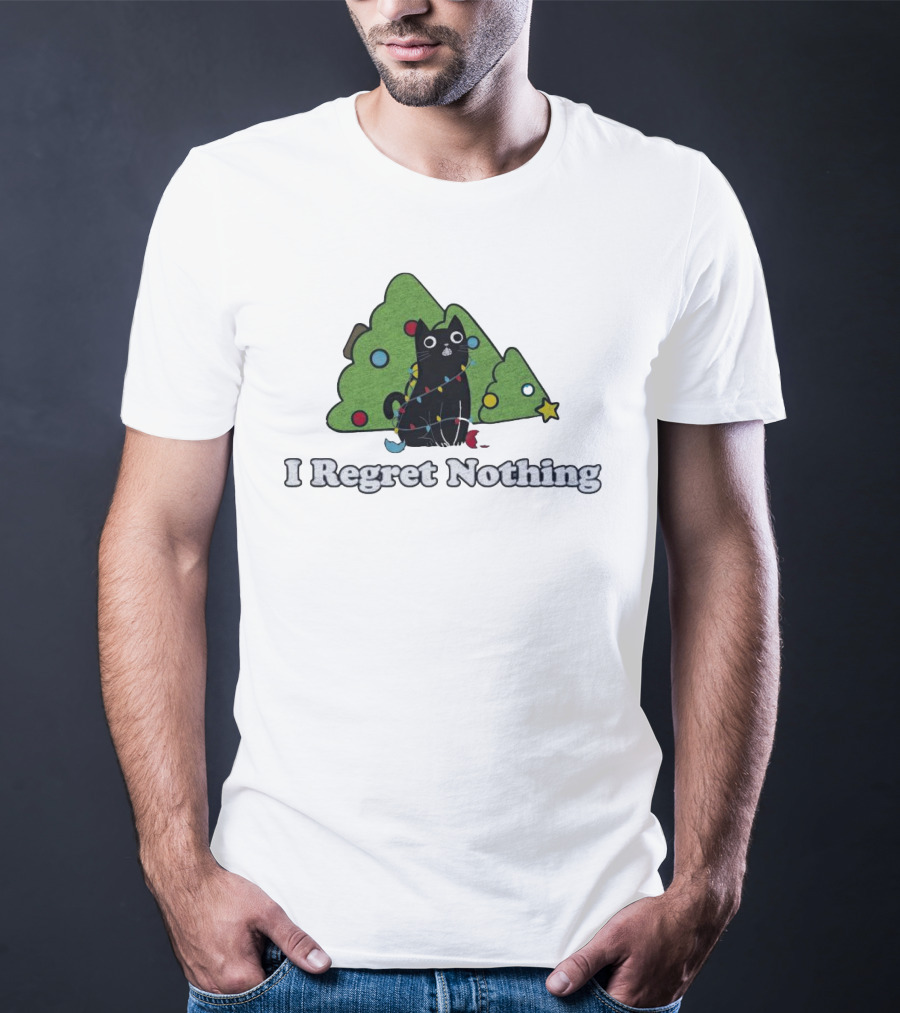 I Regret Nothing Black Cat Christmas Trees T-Shirt