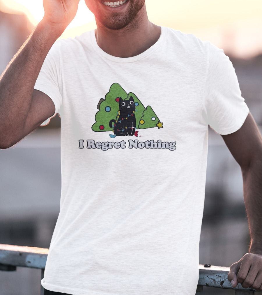 I Regret Nothing Black Cat Christmas Trees T-Shirt