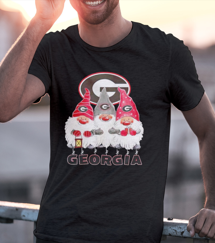 Georgia Bulldogs Christmas Gnome Trio T-Shirt