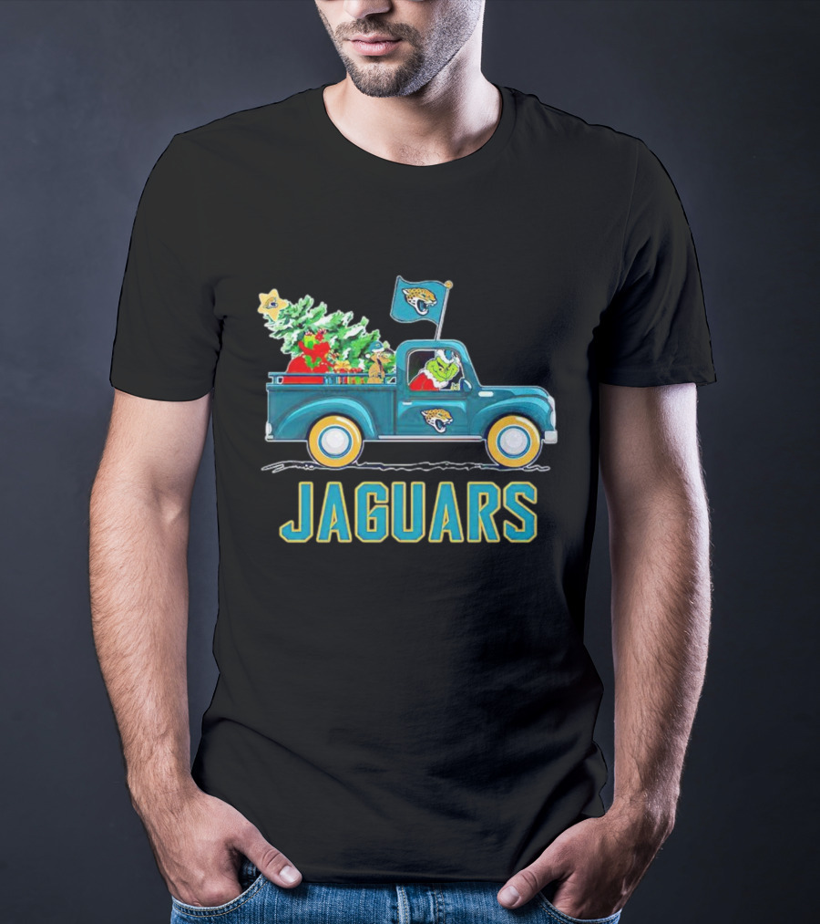 Grinch Christmas Truck Jacksonville Jaguars Holiday T-Shirt
