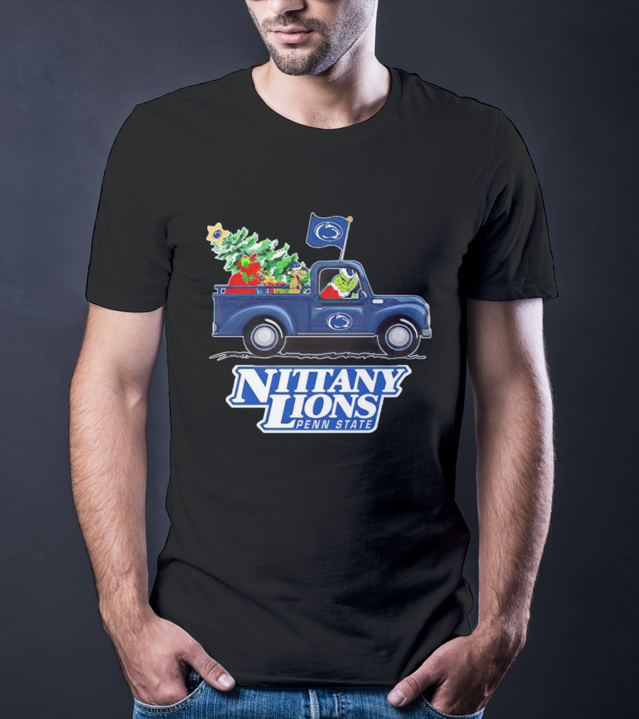 Grinch Driving Christmas Truck Nittany Lions Penn State T-Shirt