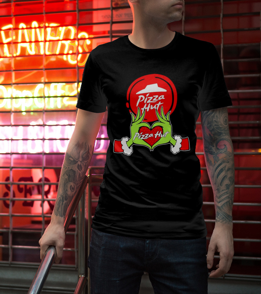 Pizza Hut Christmas Grinch Hands Heart T-Shirt