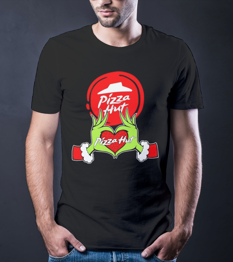 Pizza Hut Christmas Grinch Hands Heart T-Shirt