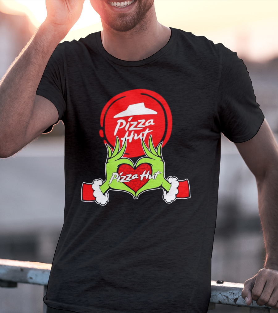Pizza Hut Christmas Grinch Hands Heart T-Shirt