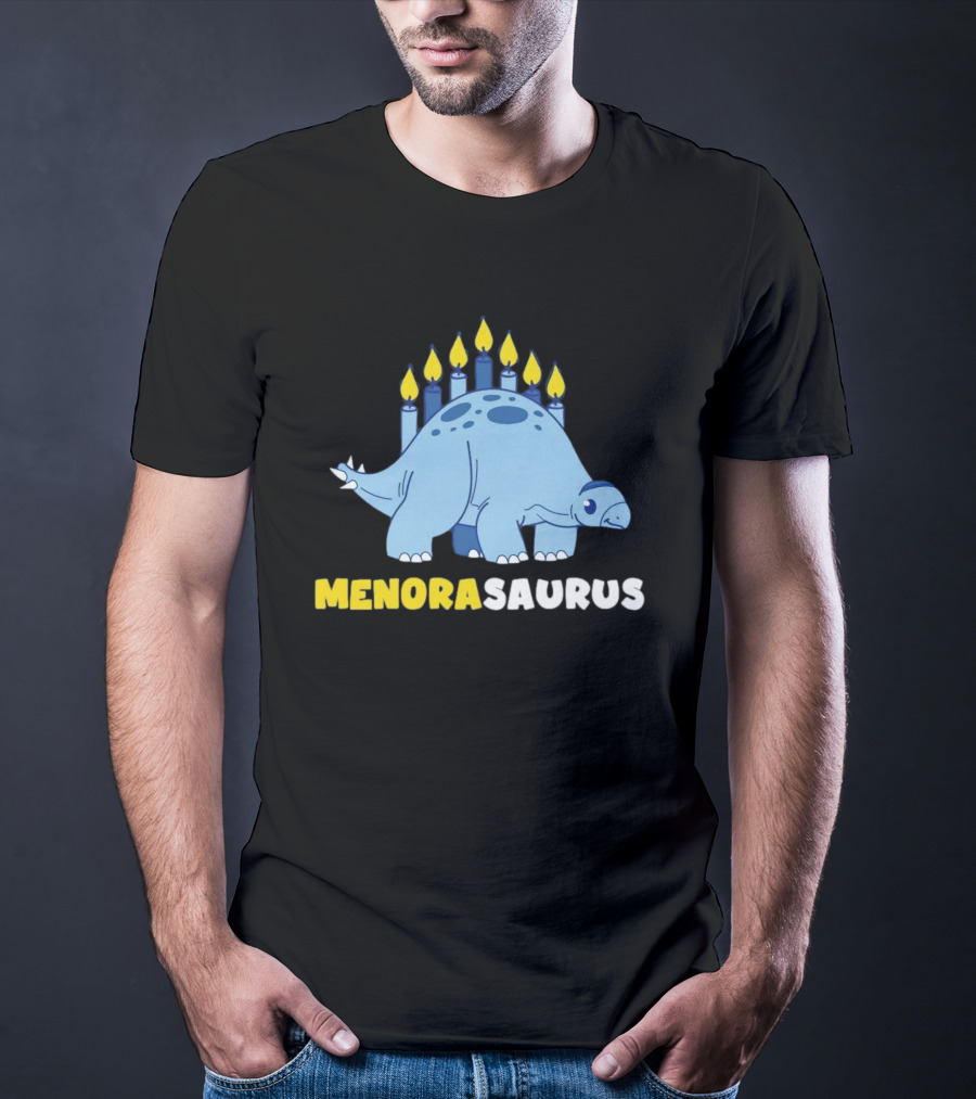MENORASAURUS Hanukkah Dinosaur Candles T-Shirt