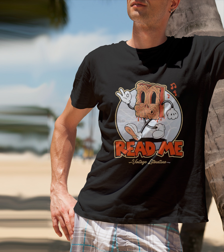 Read Me Vintage Literature Cartoon Music Peace T-Shirt