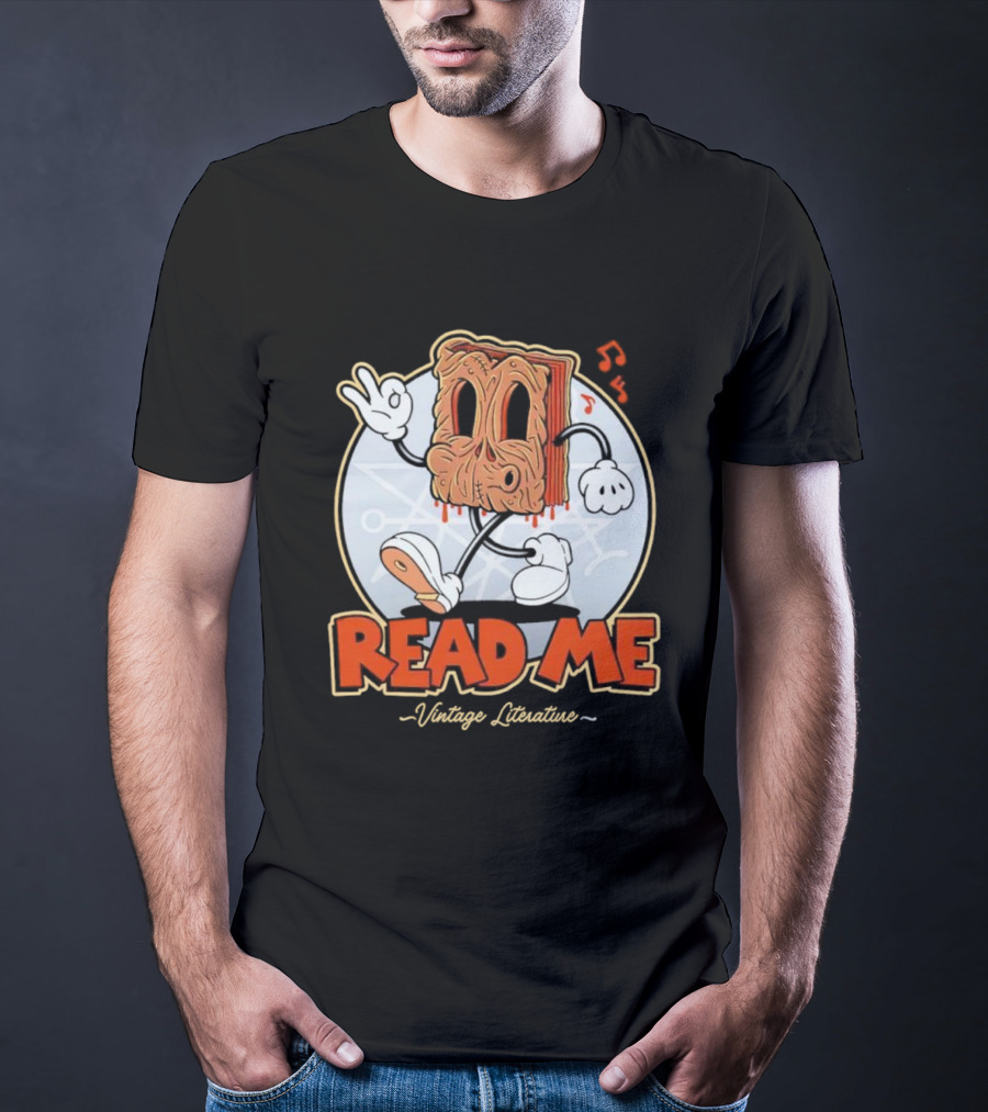 Read Me Vintage Literature Cartoon Music Peace T-Shirt