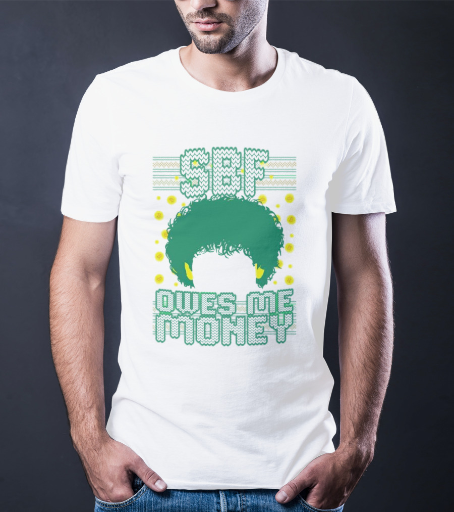 SBF Owes Me Money Christmas Sweater Style Green Hair Pixels T-Shirt