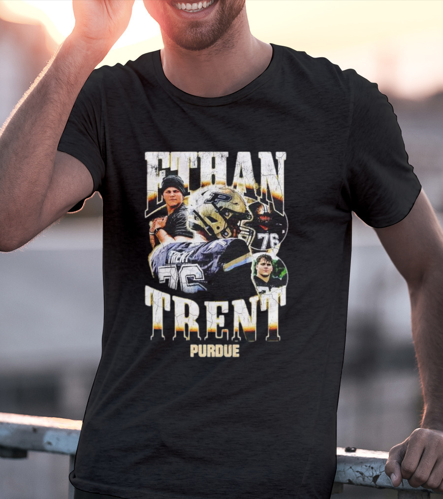 Ethan Trent Purdue Picture Collage 76 Football T-Shirt