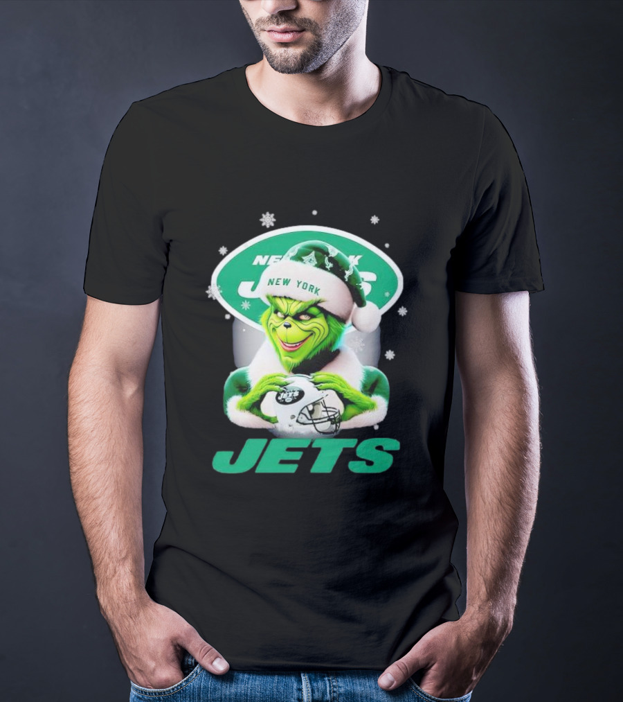 Grinch New York Jets Christmas Football T-Shirt