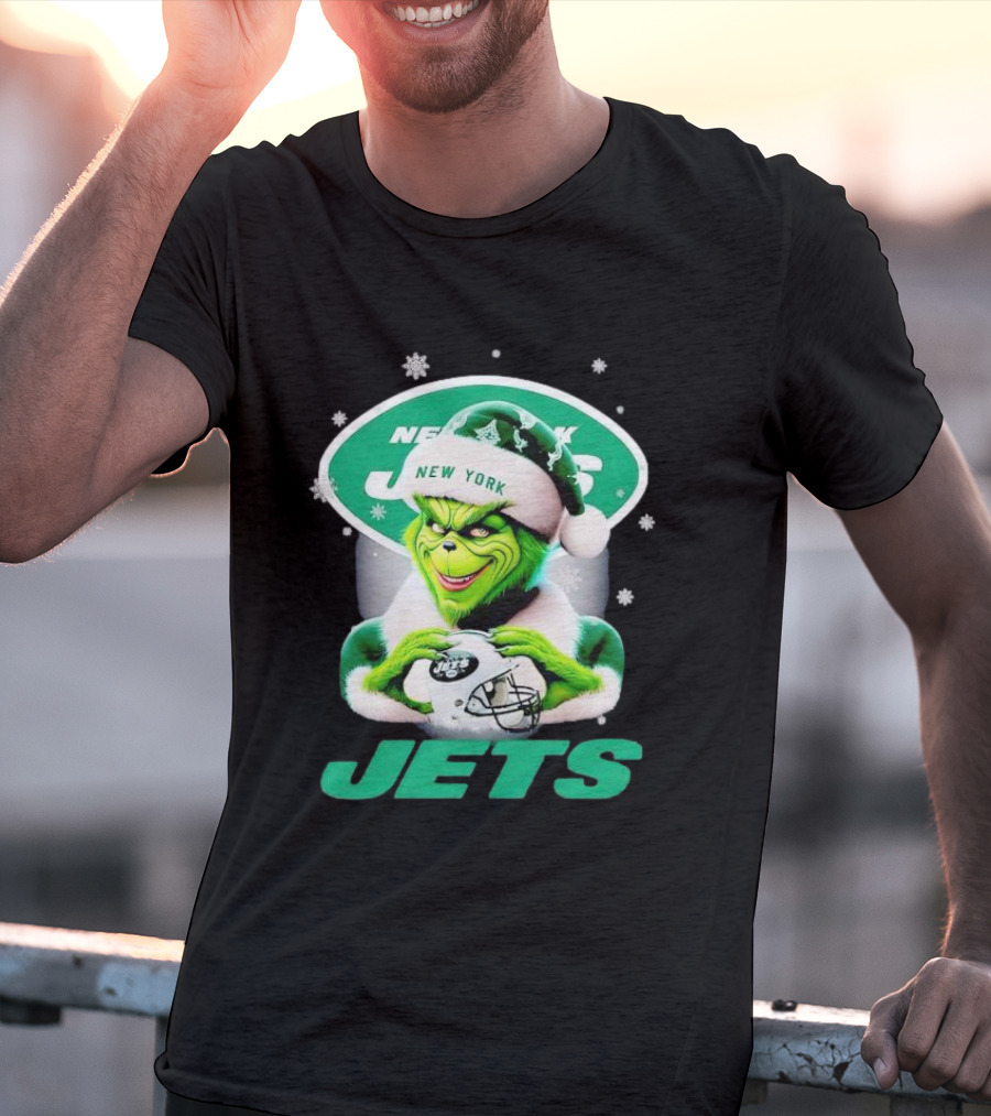 Grinch New York Jets Christmas Football T-Shirt