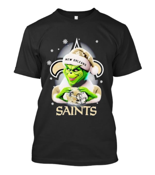 Grinch New Orleans Saints Christmas Snowflakes Football T-Shirt