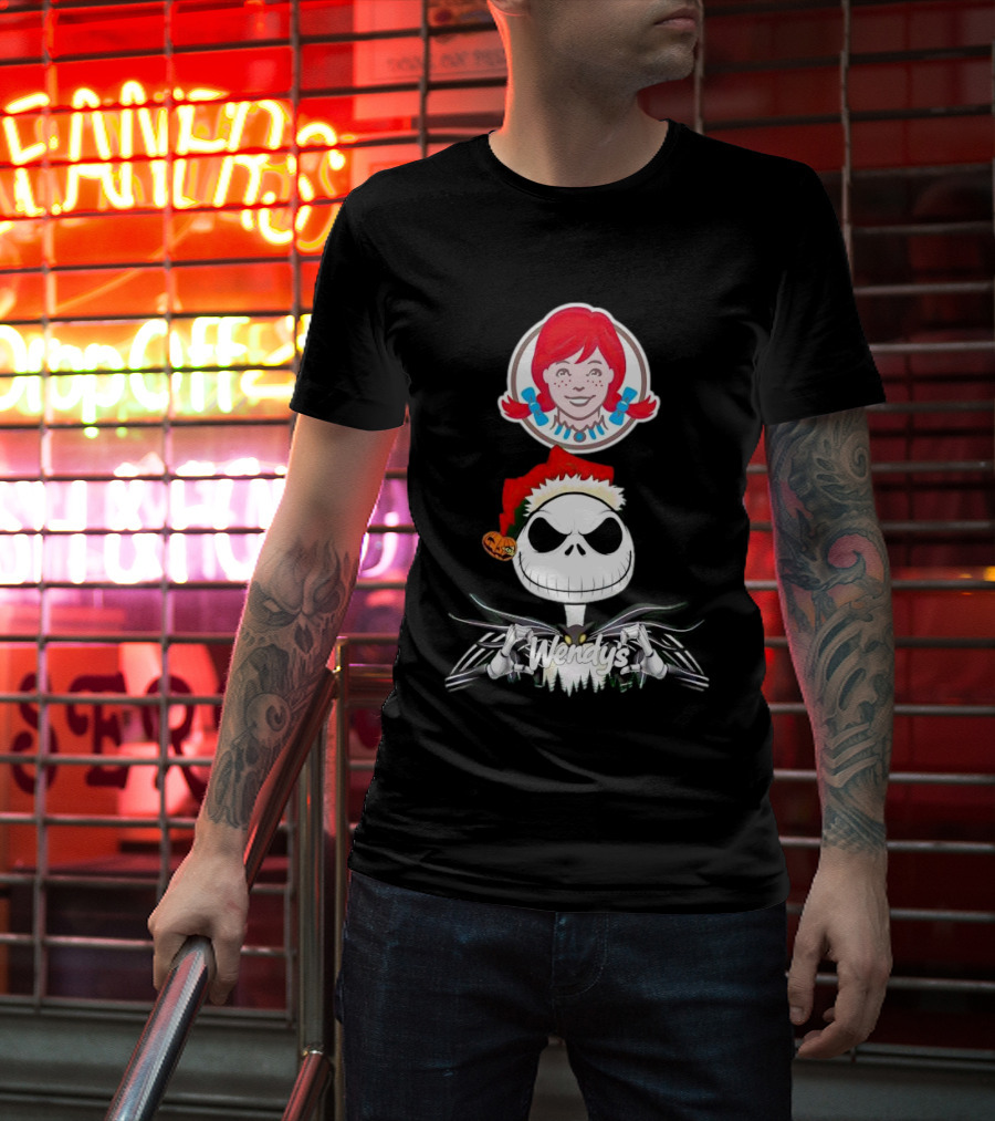 Jack Skellington Wendy’s Christmas Santa Hat Pumpkin T-Shirt