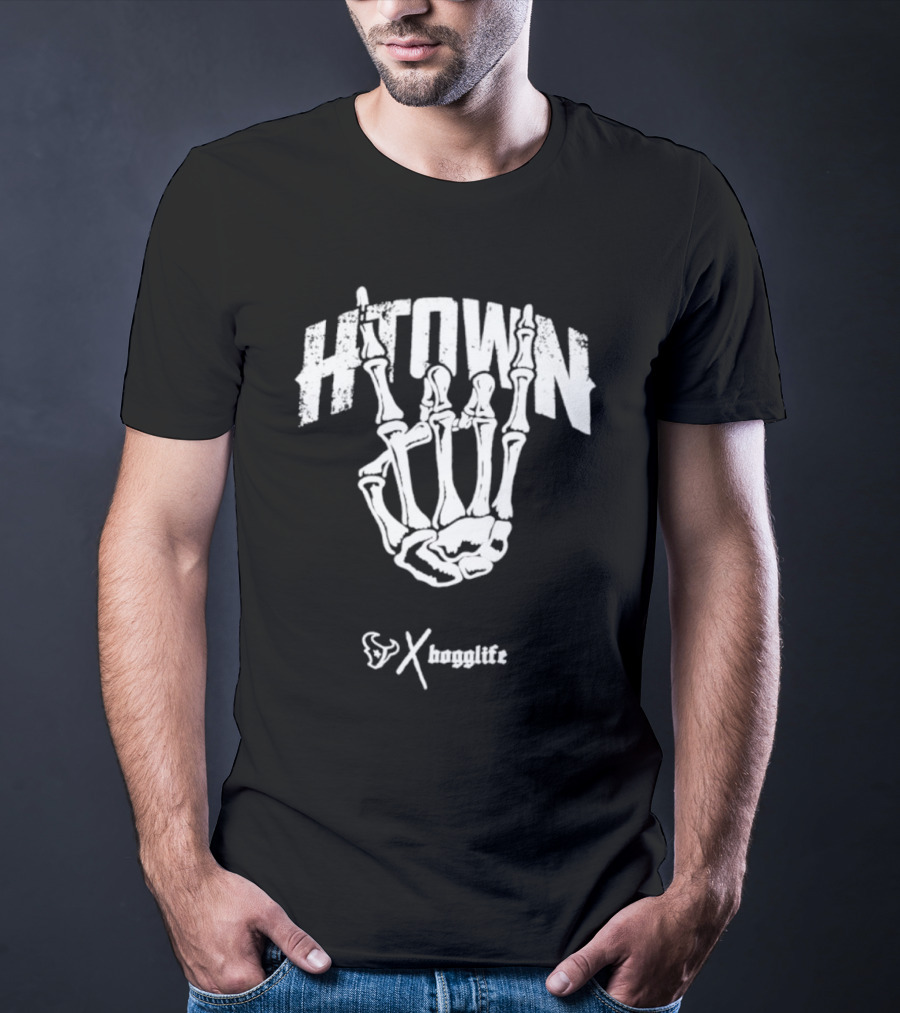 HTOWN Skeleton Hand X HoggLife Texans Collaboration T-Shirt