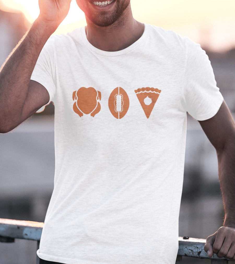 Thanksgiving Turkey Football Pumpkin Pie T-Shirt