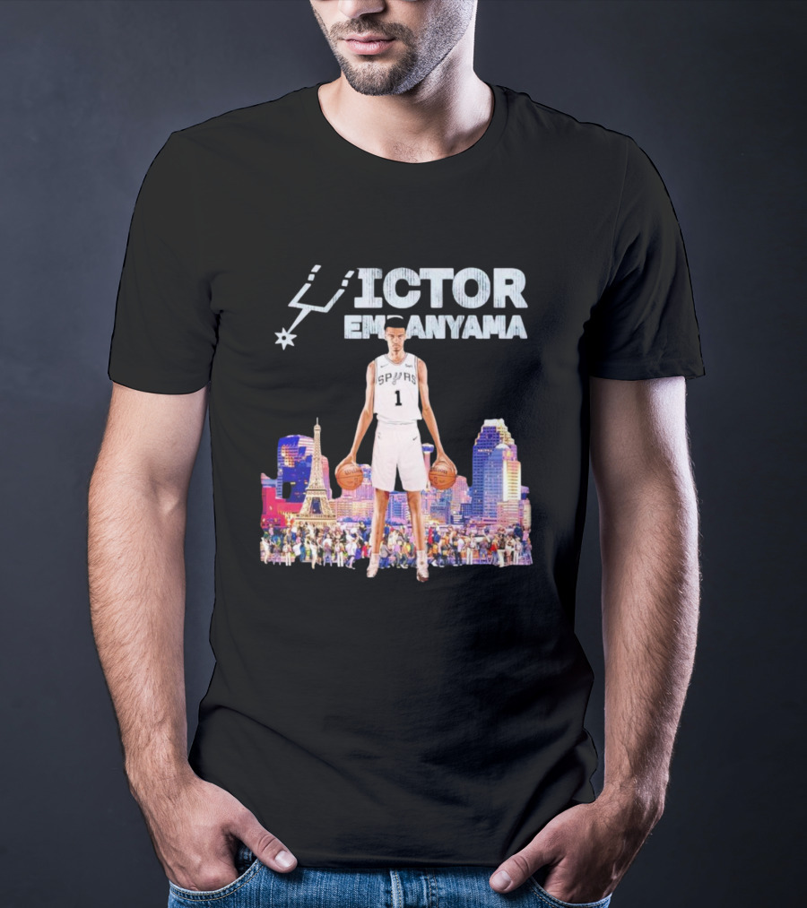 Victor Wembanyama Spurs Skyline City Basketball T-Shirt