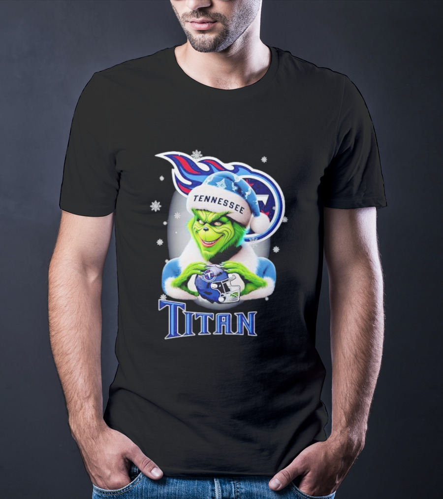 Grinch Tennessee Titans Christmas Snowflakes T-Shirt