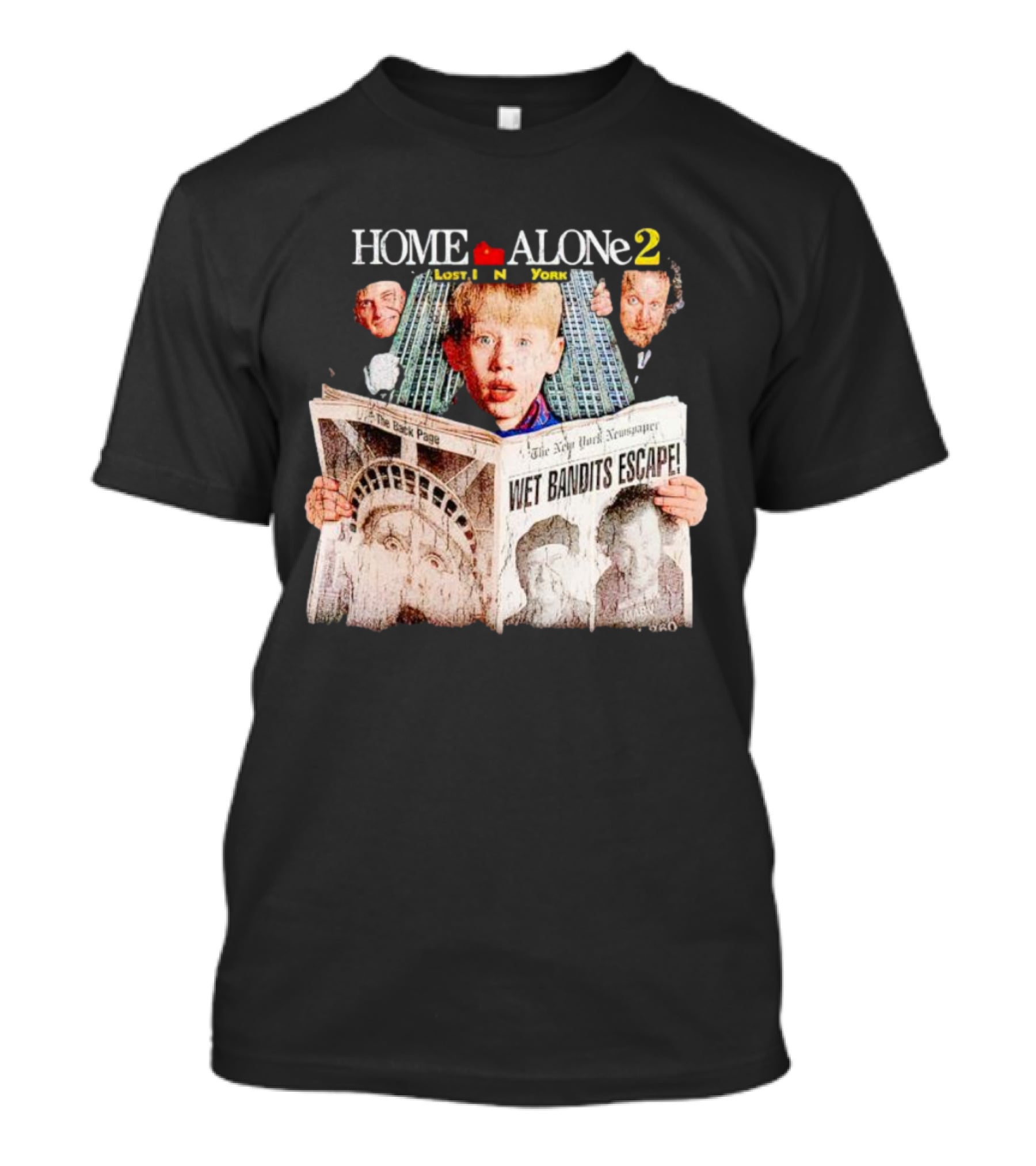 HOME ALONE 2 LOST IN NEW YORK WET BANDITS ESCAPE NEW YORK NEWSPAPER T-Shirt