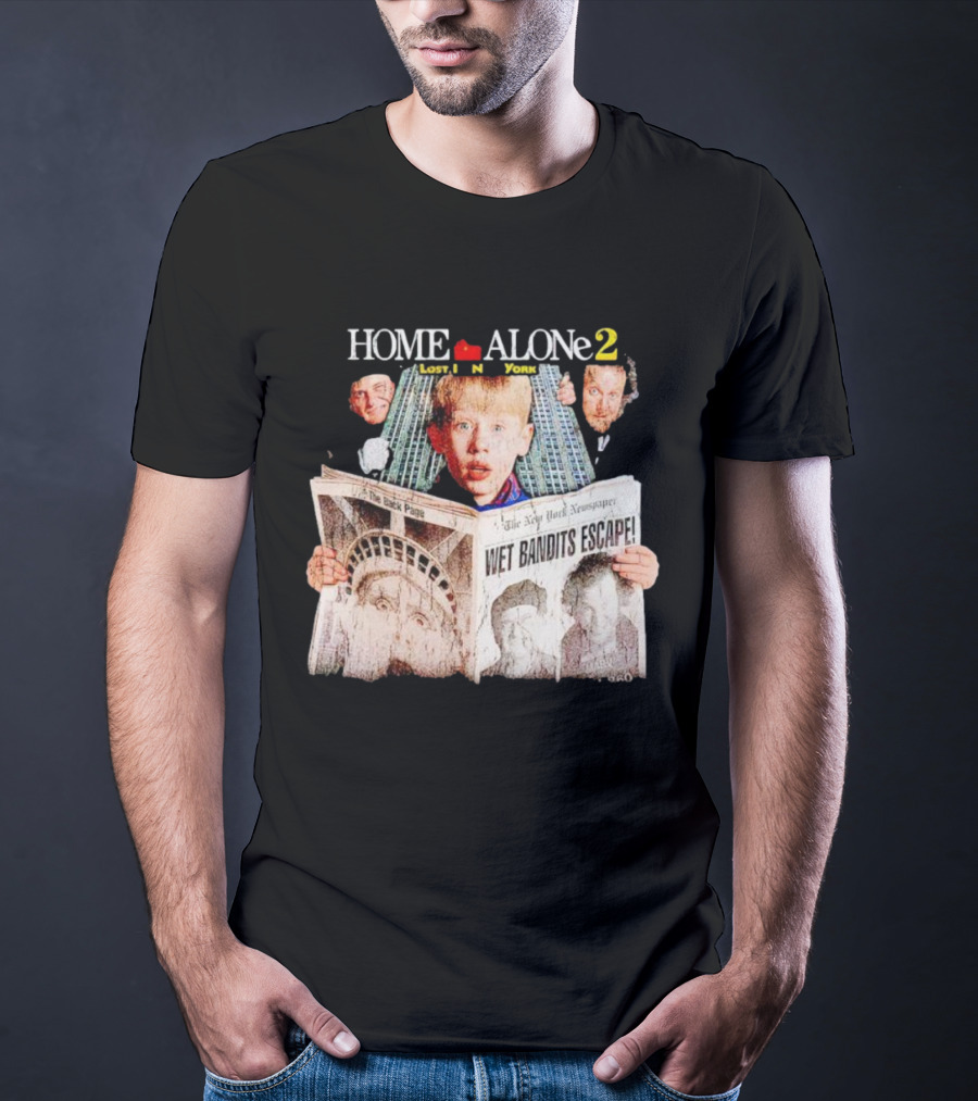 HOME ALONE 2 LOST IN NEW YORK WET BANDITS ESCAPE NEW YORK NEWSPAPER T-Shirt