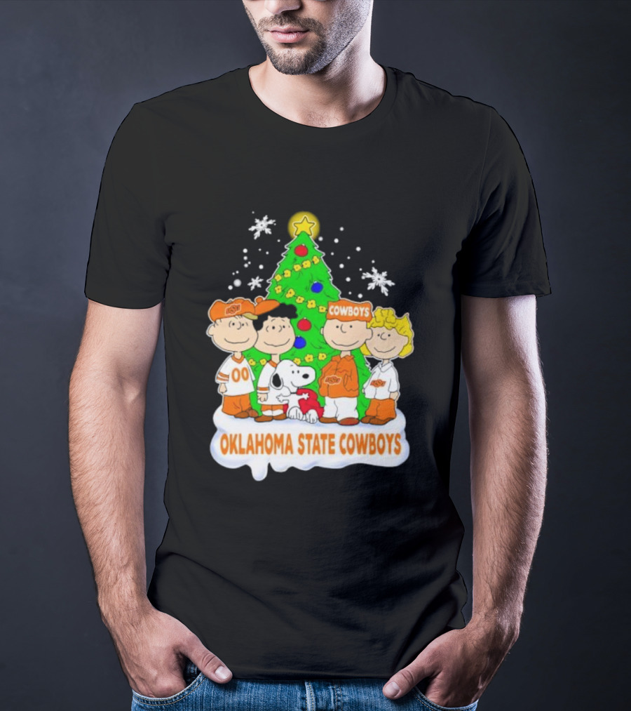 Peanuts Characters Oklahoma State Cowboys Christmas Tree T-Shirt