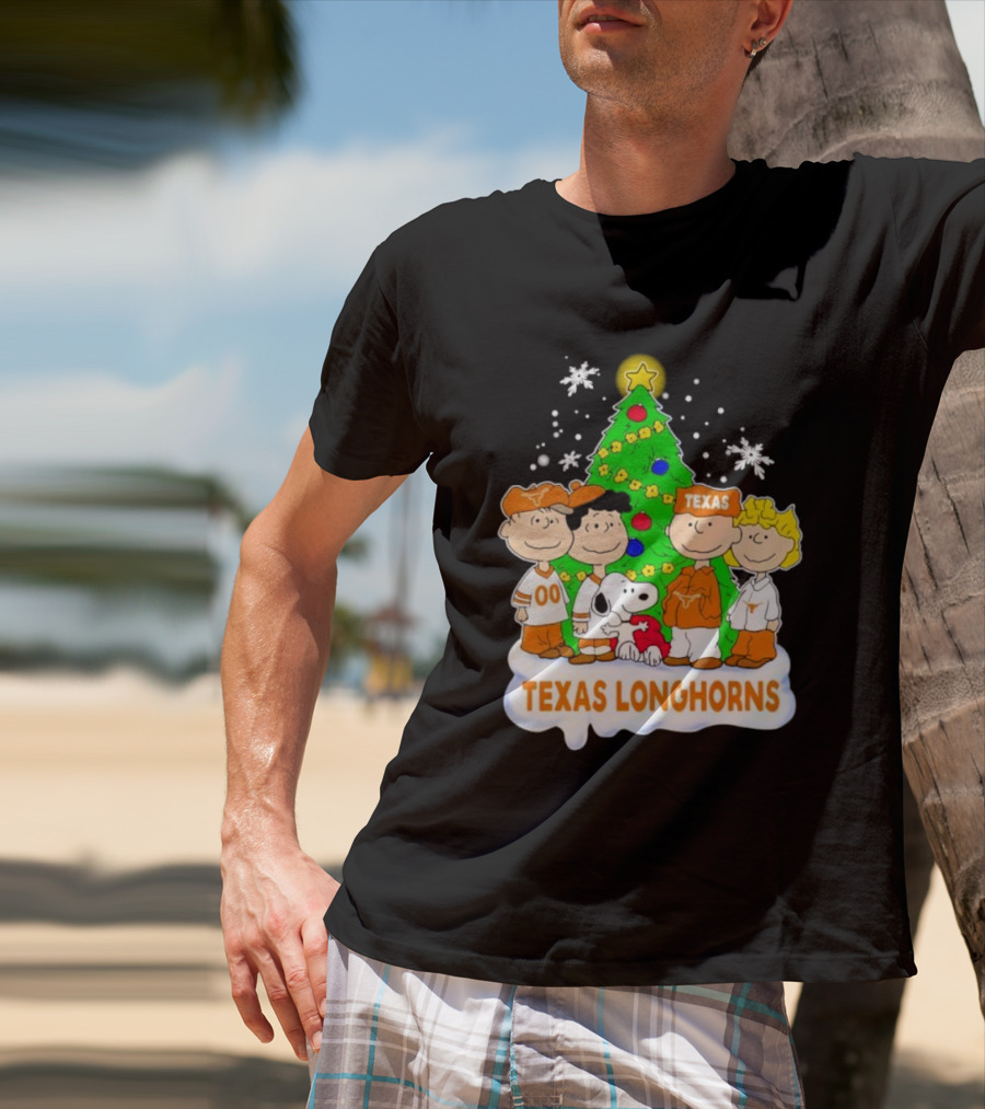 Peanuts Characters Texas Longhorns Christmas Tree T-Shirt