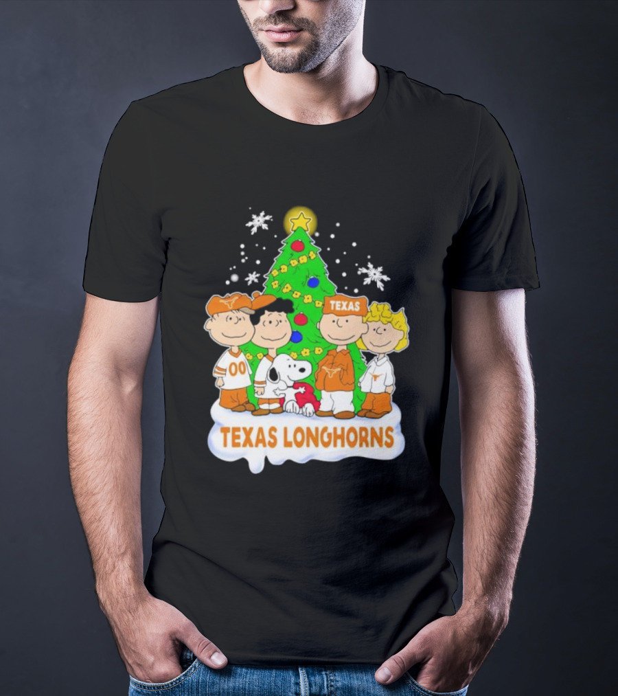 Peanuts Characters Texas Longhorns Christmas Tree T-Shirt
