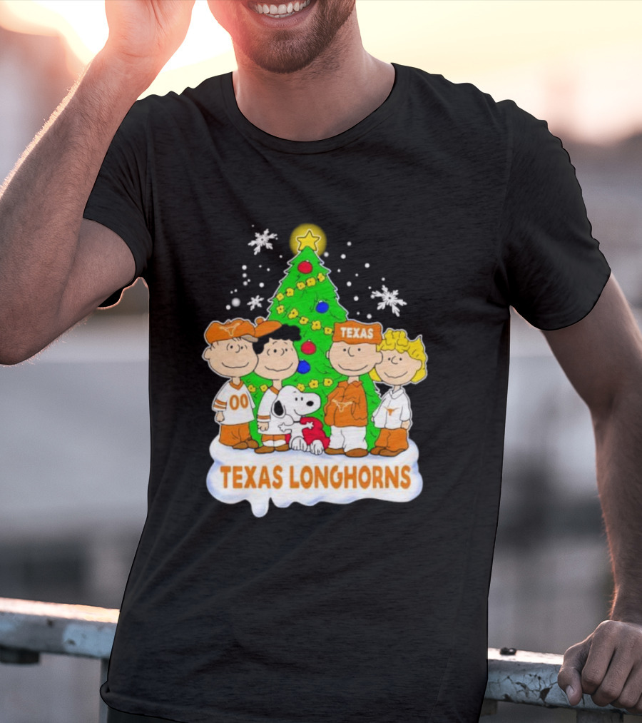 Peanuts Characters Texas Longhorns Christmas Tree T-Shirt