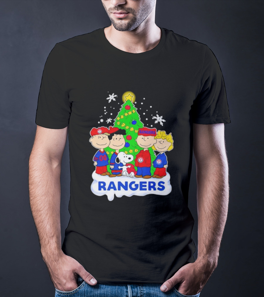Peanuts Characters Texas Rangers Christmas Tree T-Shirt
