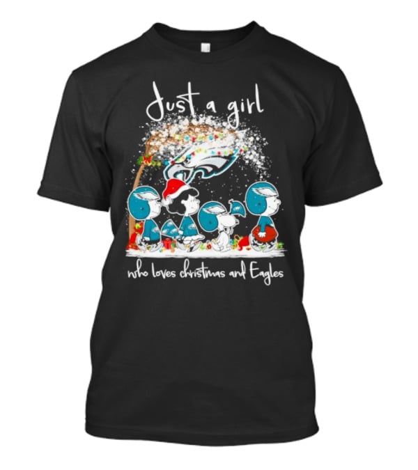 Peanuts Just A Girl Who Loves Christmas And Eagles T-Shirt