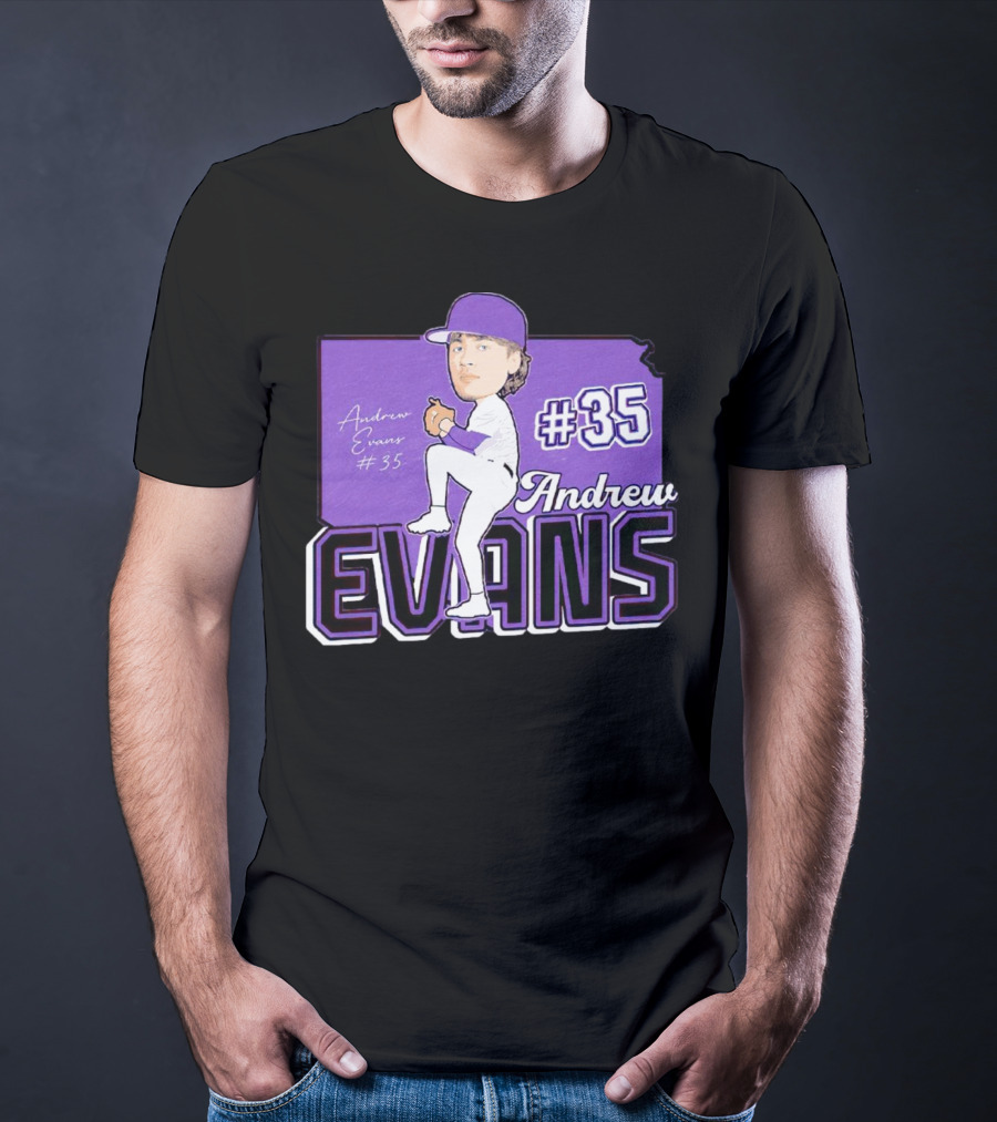 Andrew Evans #35 Kansas State Baseball Signature T-Shirt