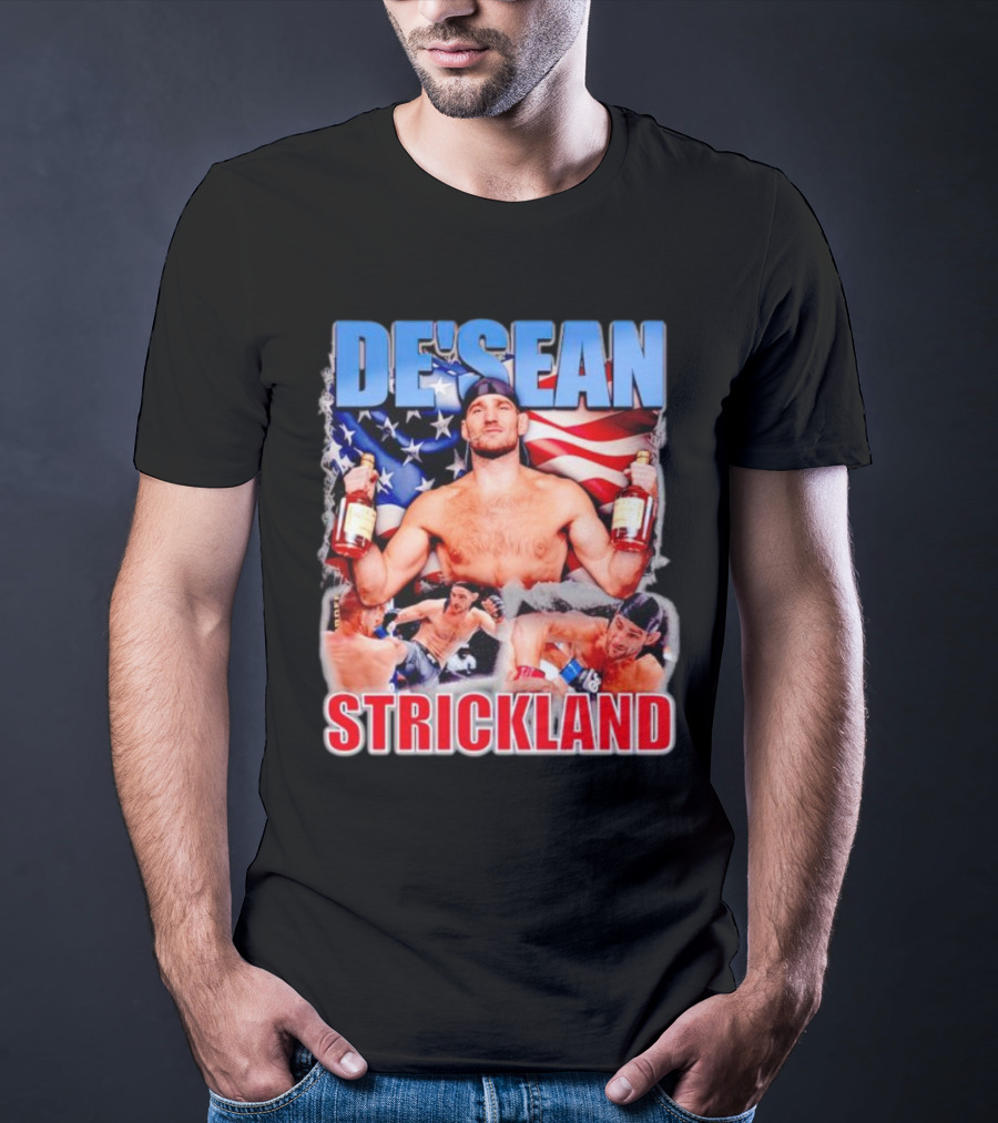DE’SEAN STRICKLAND American Flag Boxing T-Shirt
