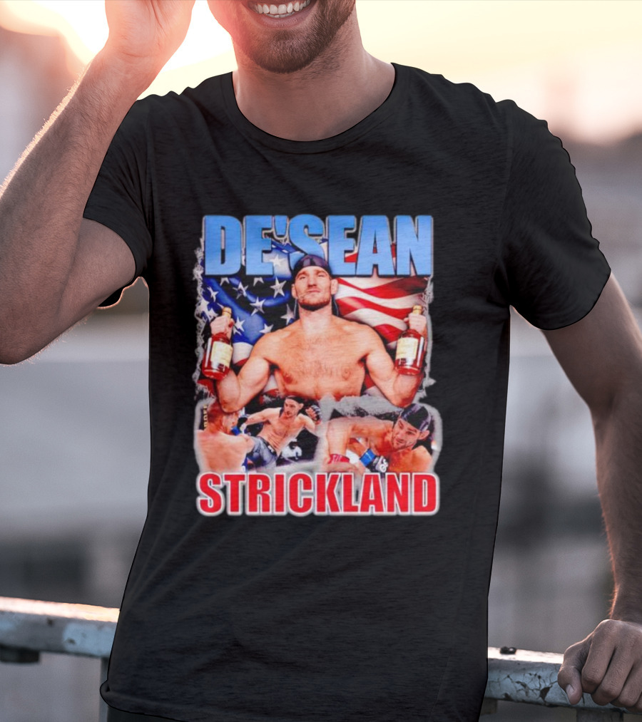 DE’SEAN STRICKLAND American Flag Boxing T-Shirt
