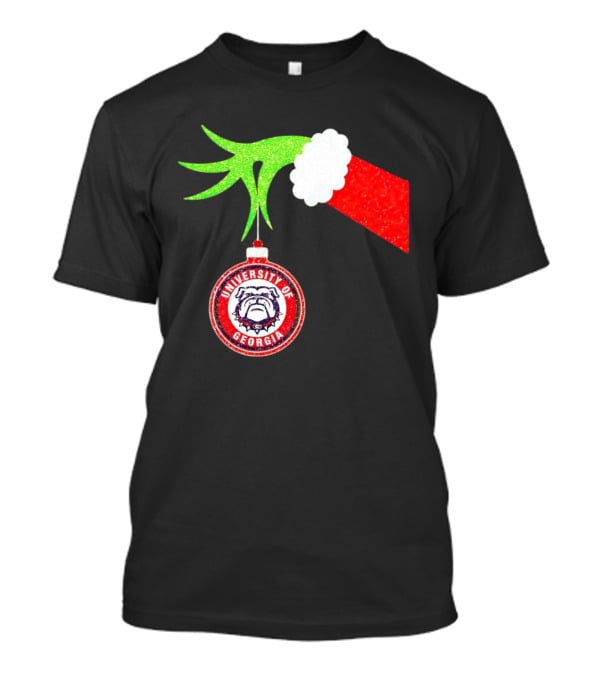 Grinch Hand Holding University Of Georgia Bulldogs Christmas T-Shirt