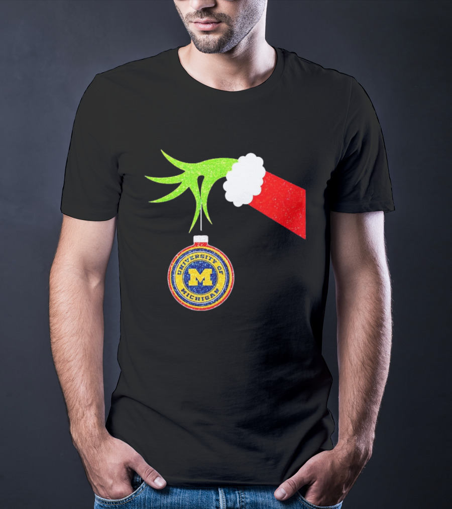 University Of Michigan Christmas Grinch Hand T-Shirt