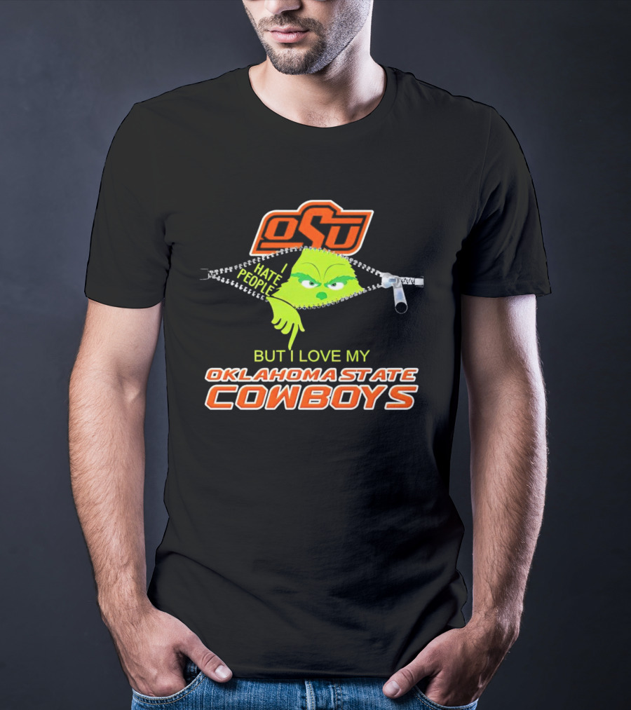 Grinch I Hate People Love My Oklahoma State Cowboys OSU T-Shirt