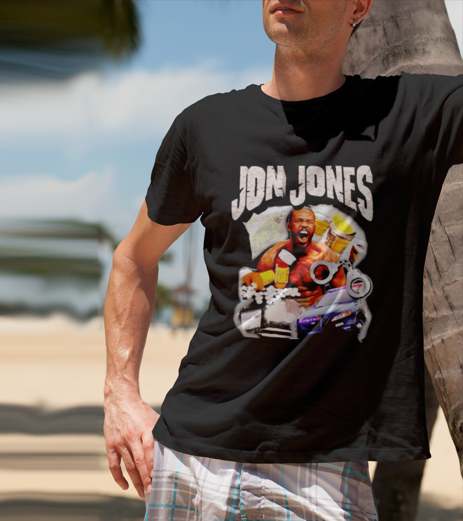 Jon Jones Vintage Police Car Handcuffs Pills Bottles T-Shirt