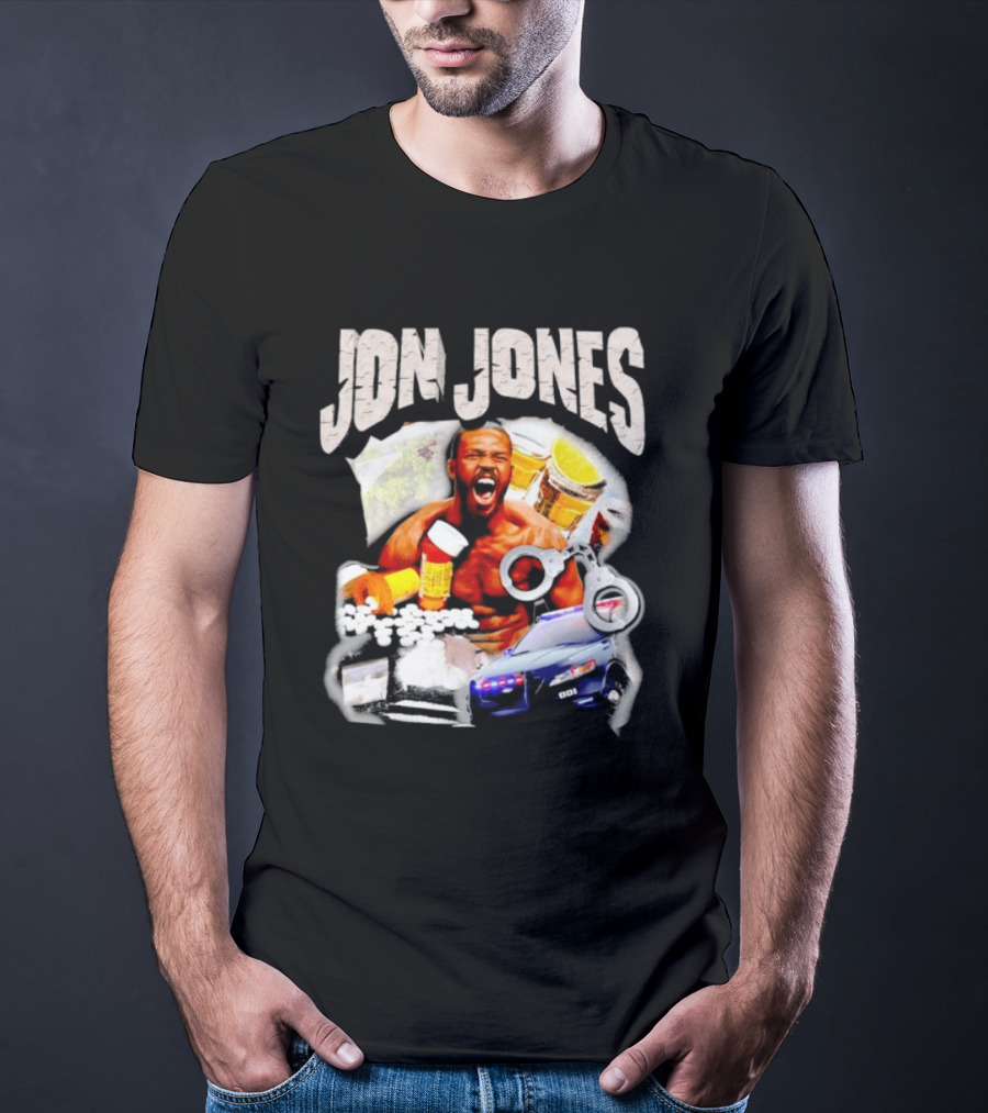 Jon Jones Vintage Police Car Handcuffs Pills Bottles T-Shirt