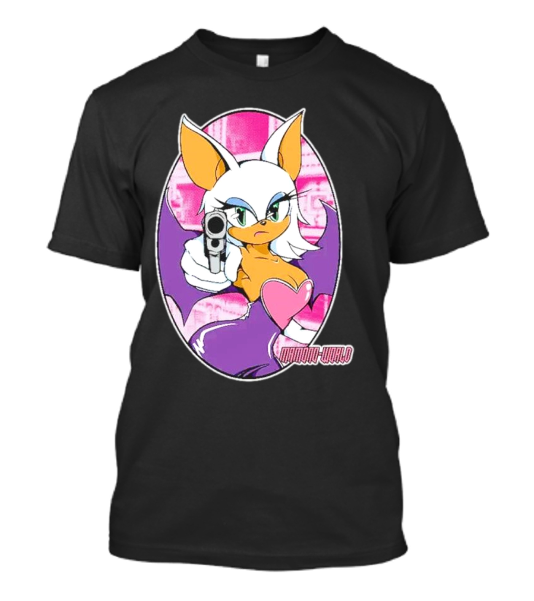 Mamono World Character With Gun And Heart T-Shirt
