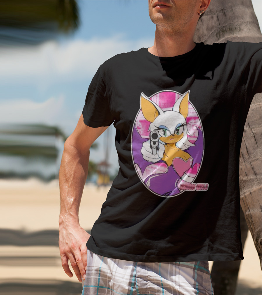 Mamono World Character With Gun And Heart T-Shirt