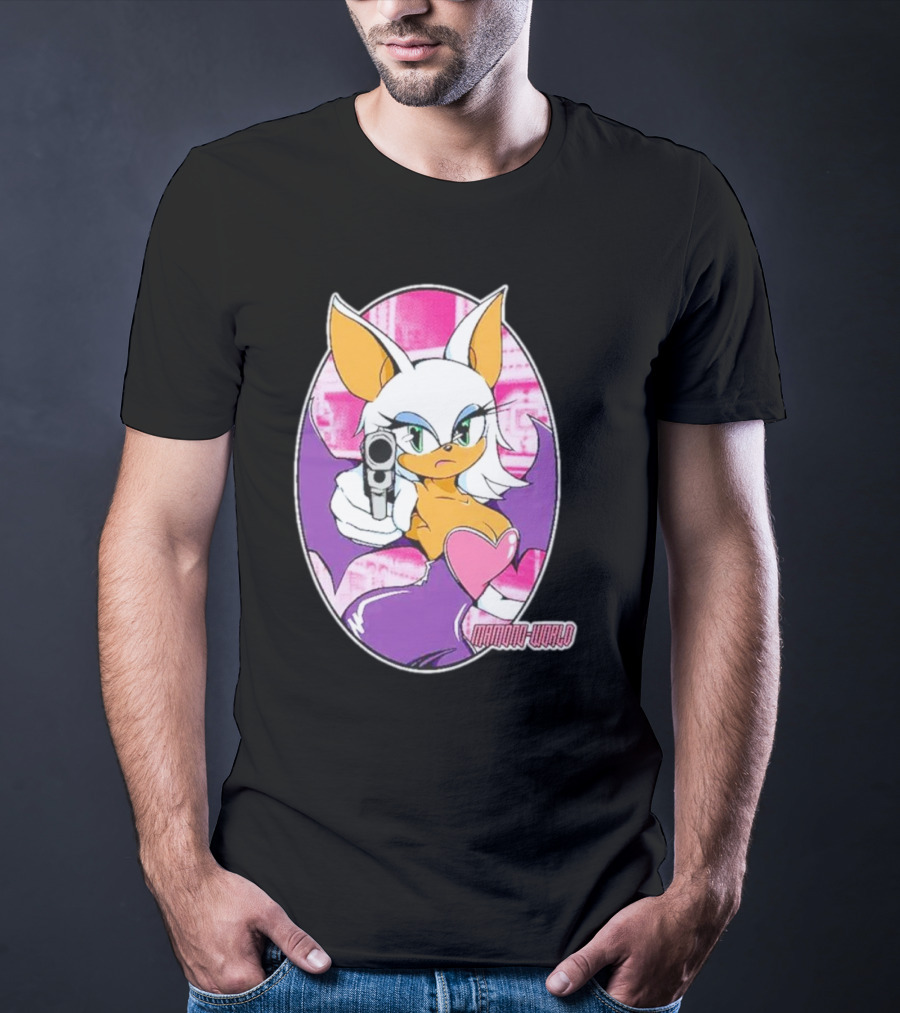 Mamono World Character With Gun And Heart T-Shirt