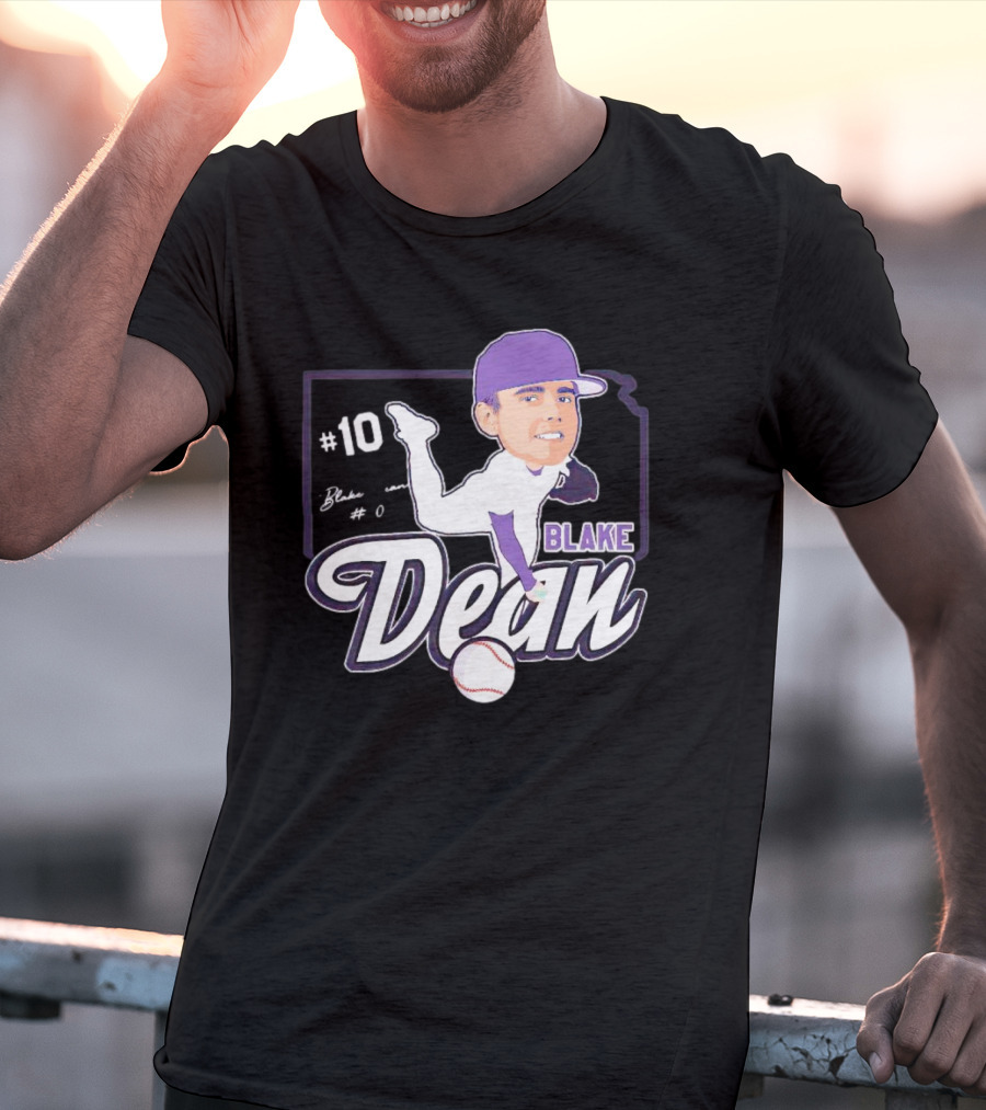 Blake Dean #10 Caricature Signature Baseball T-Shirt